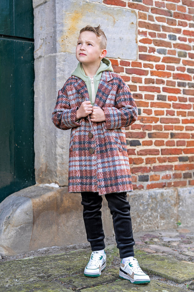 Jacquard fabric Checks Brique