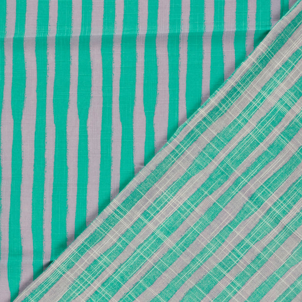 Woven Cotton Viscose fabric Stripes slub printed 