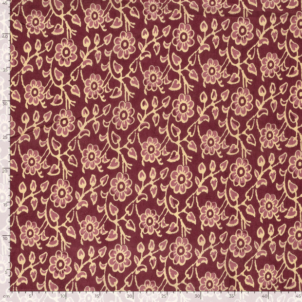 Voile fabric Flowers Red