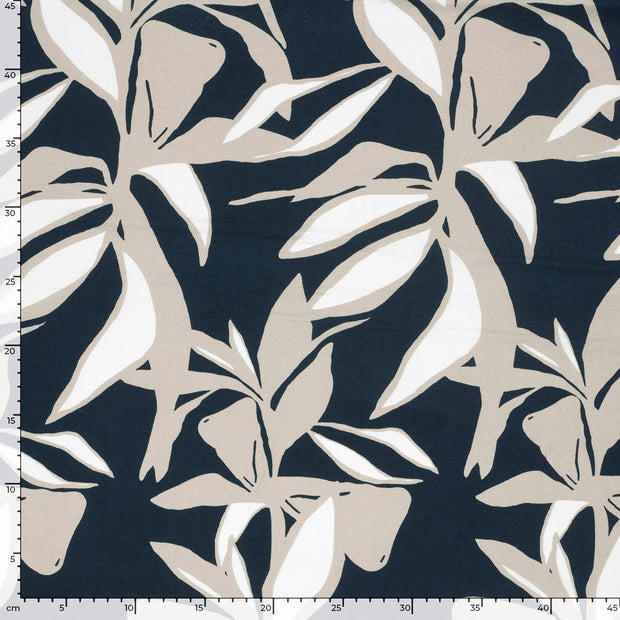 Viscose Nylon Crepe fabrik Blumen Marine