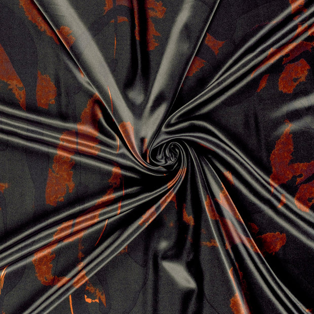 Satin fabric Black printed 