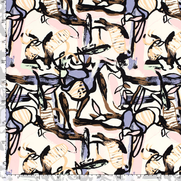 Viscose Poplin fabric Abstract Salmon
