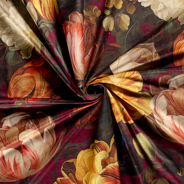 Velvet fabric Bordeaux digital printed 
