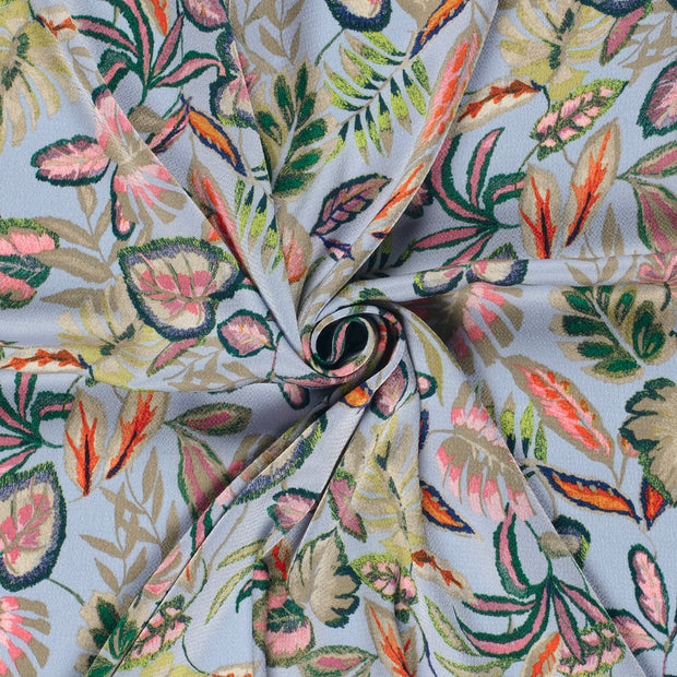 Polyester Bubble fabric Light Blue printed 