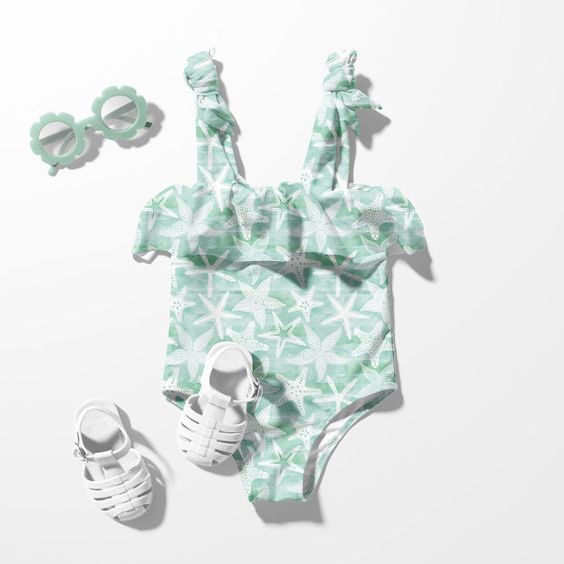 Swimwear Jersey UPF50 Recycled fabric Stars Mint