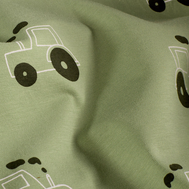 Jersey fabric Tractors Olive Green