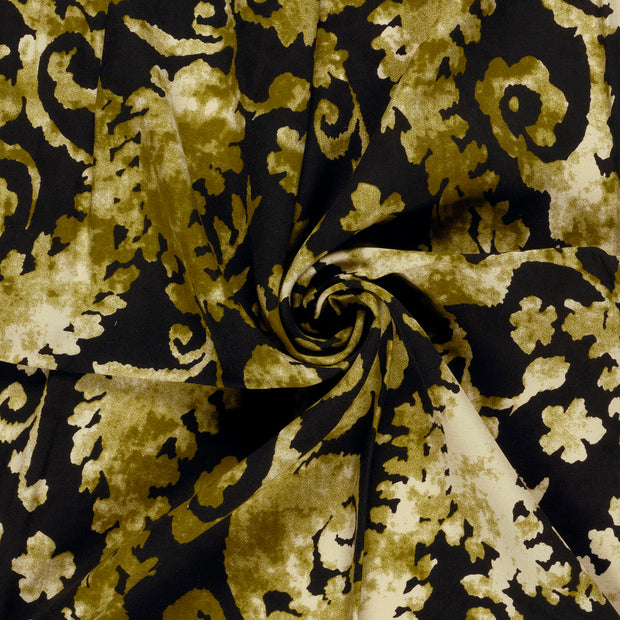 Viscose Twill fabric Khaki Green printed 
