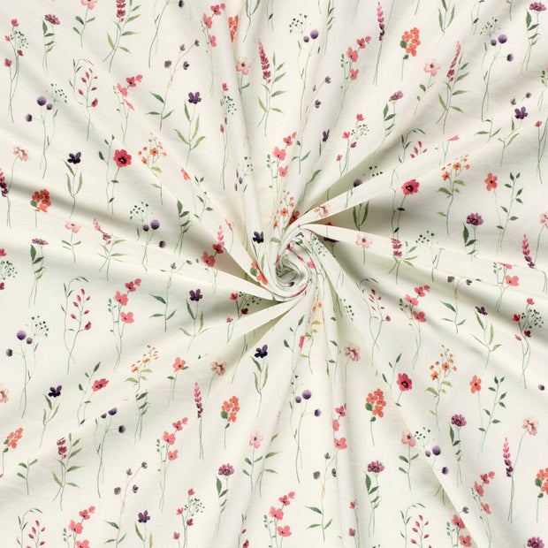 Cotton Jersey GOTS organic fabric Off White digital printed 