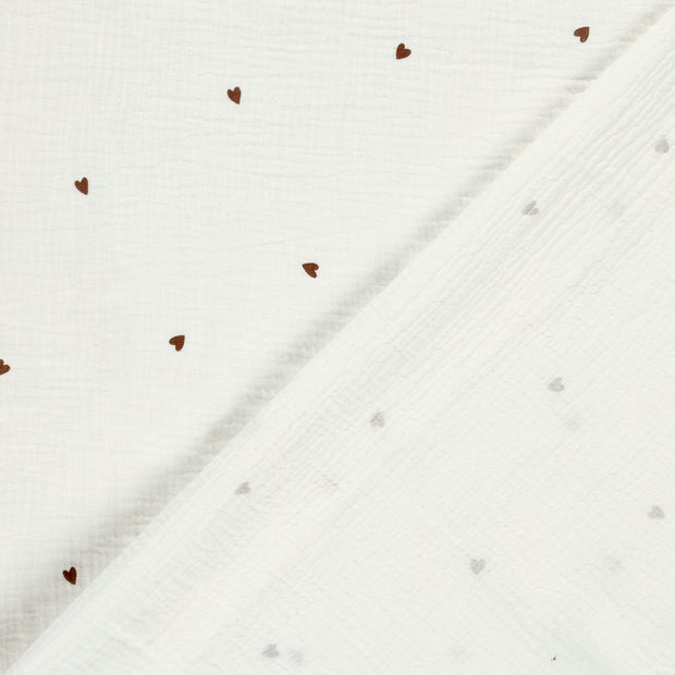 Muslin fabric Hearts printed 