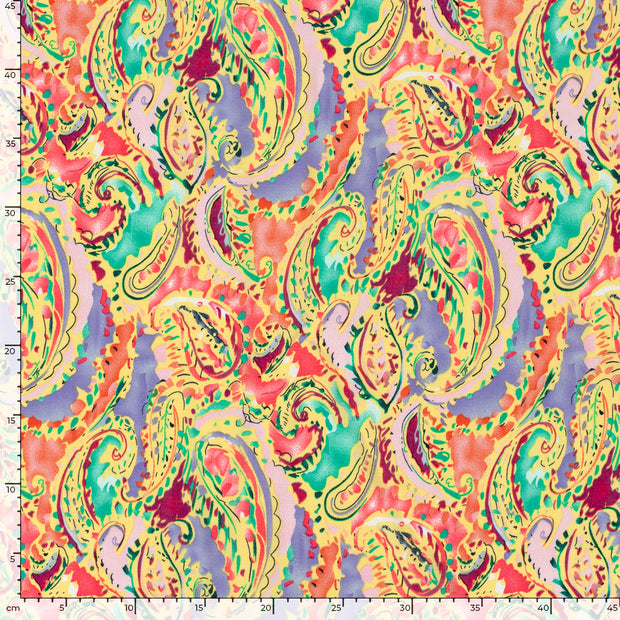 Polyester Bubble fabric Paisley Light Yellow