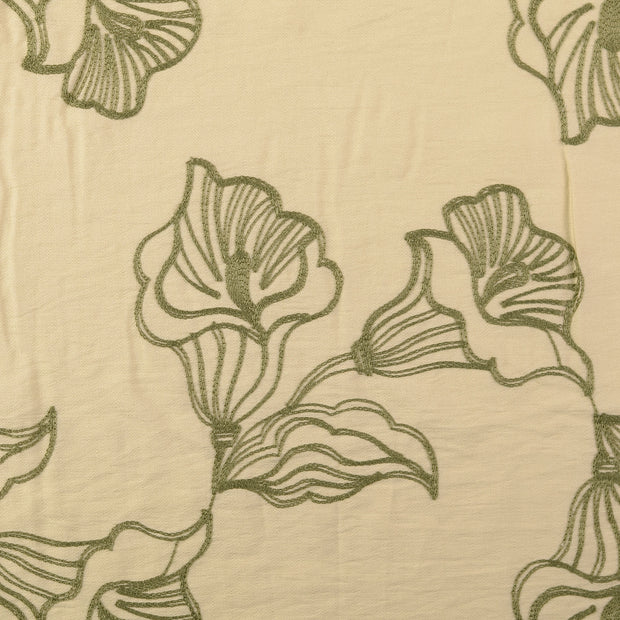 Encaje tela Flores Verde oliva