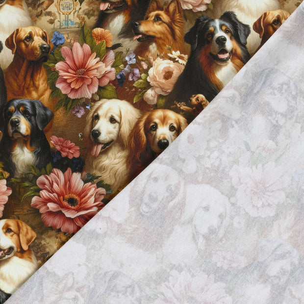 Panama fabric Dogs digital printed 