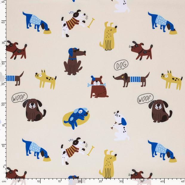 Softshell fabric Dogs Beige