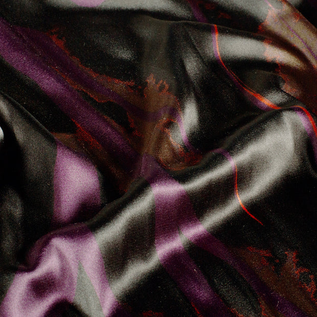 Satin fabric Abstract Aubergine