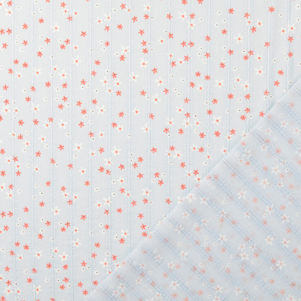 Voile fabric Baby Blue digital printed 