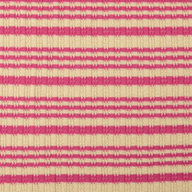 Heavy Knit fabric Stripes Pink