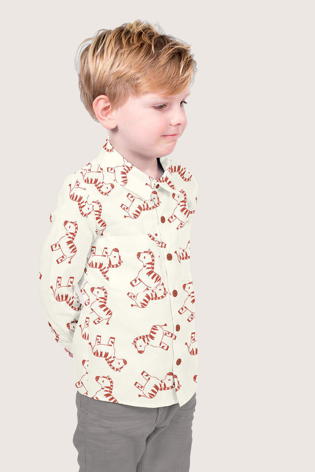 Cotton Poplin fabric Zebras Off White