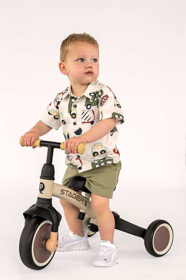 Cotton Poplin fabric Vehicles Off White