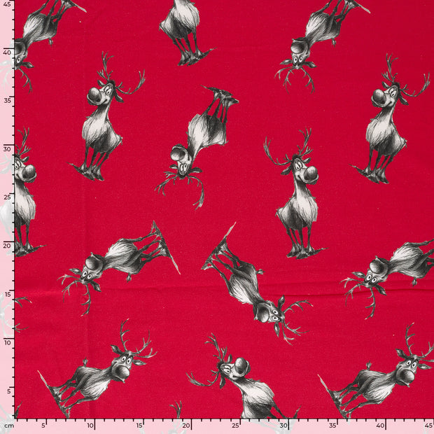 French Terry fabric Deer Red