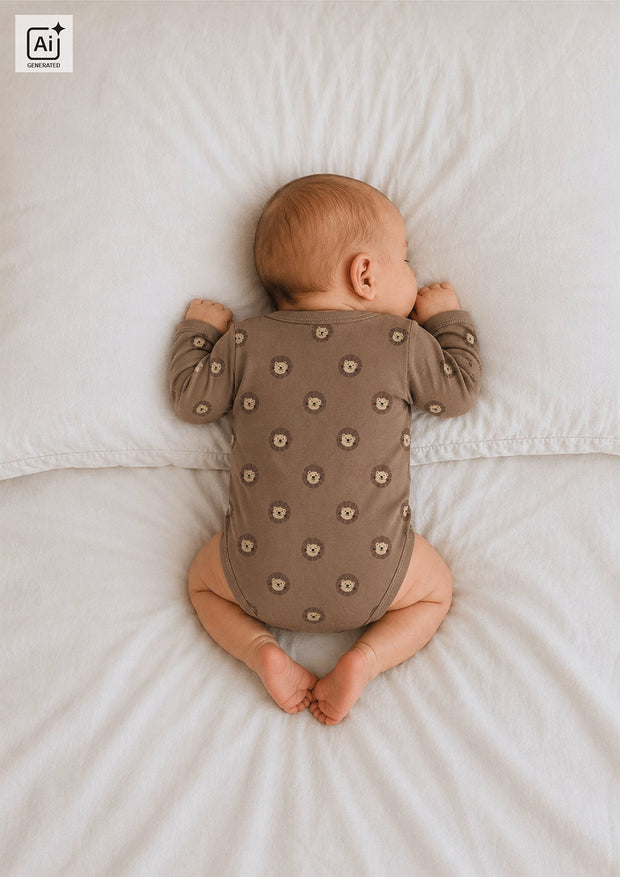 Jersey fabric Lions Camel