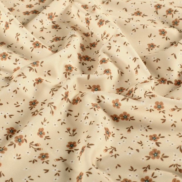 Swimwear Jersey UPF50 Recycled fabric Flowers Beige