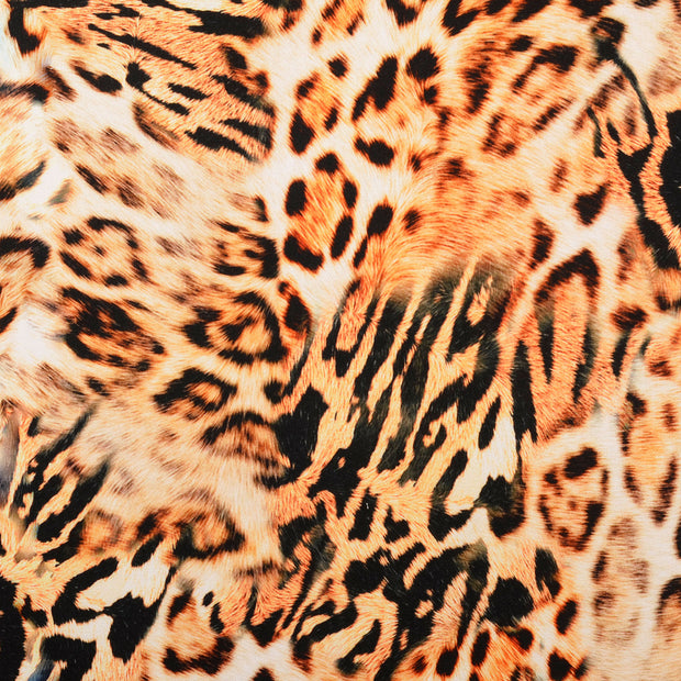 Viscose Satin fabric Animals Beige