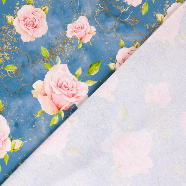 French Terry fabric Roses digital printed 