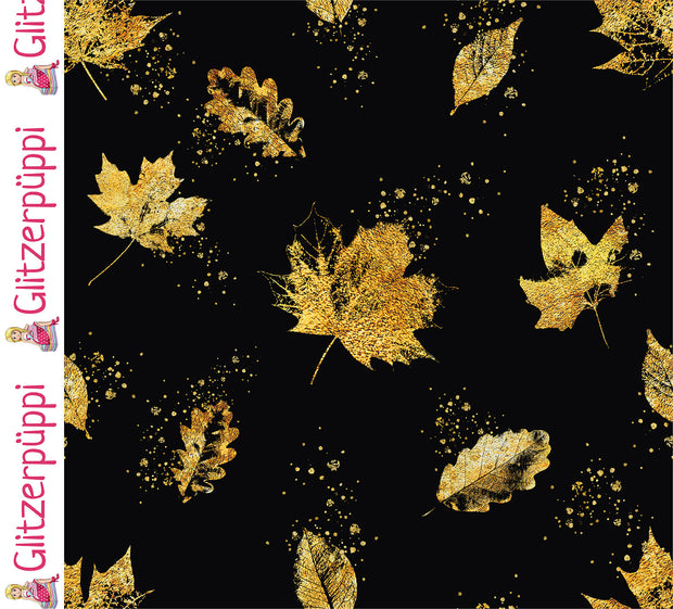 Jogging fabric Leaves Black