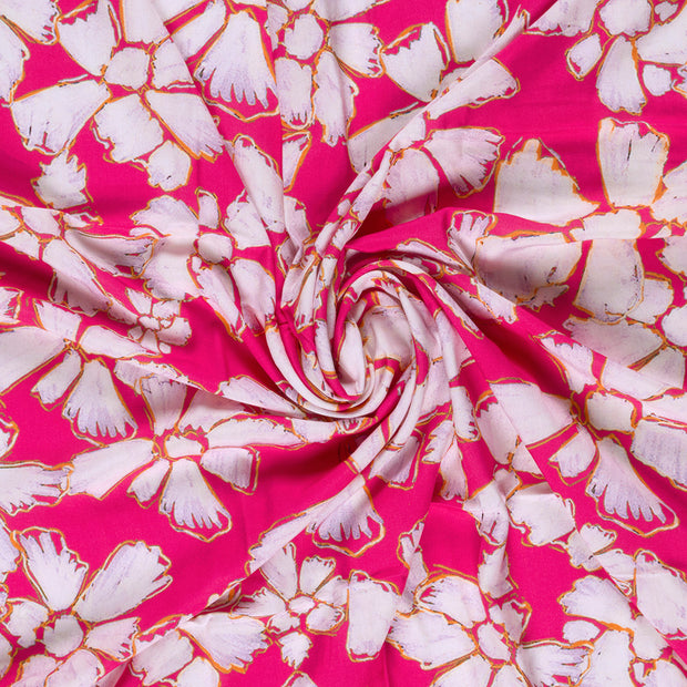Viscosa Poplin tela Fucsia estampado 