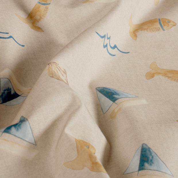 Cotton Poplin fabric Anchors Beige