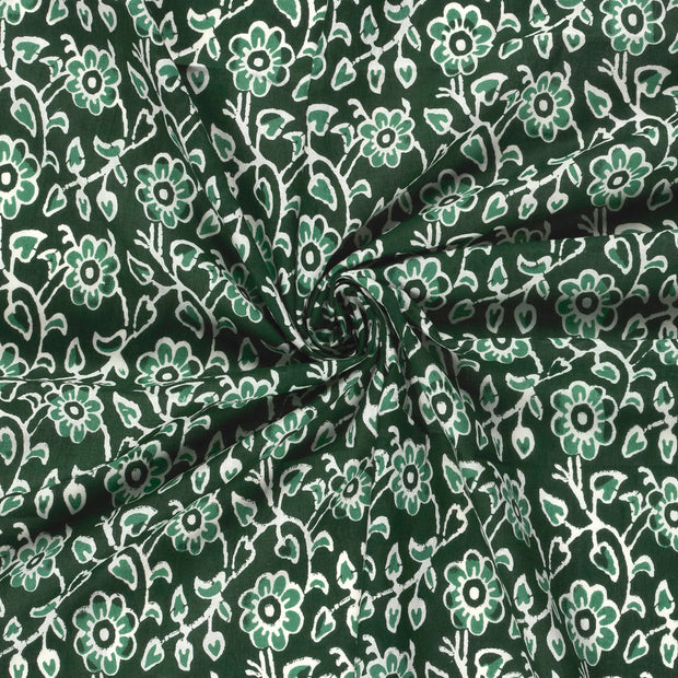 Voile tela Verde oscuro estampado 