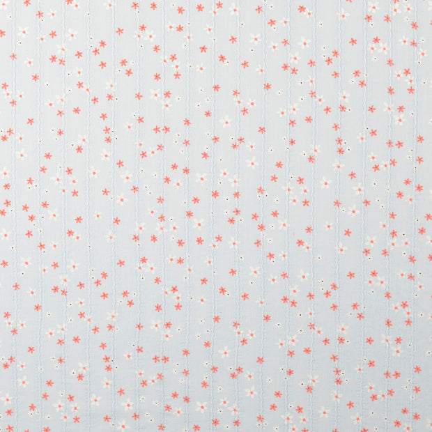 Voile fabric Flowers Baby Blue