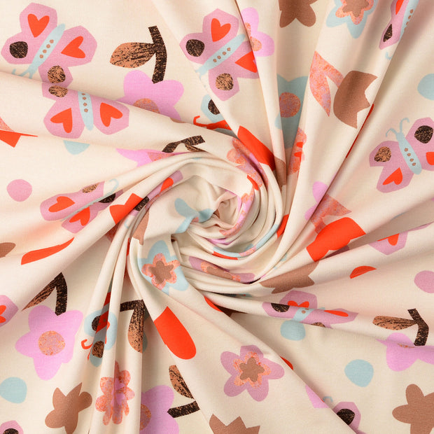 Jersey fabric Flowers digital printed 