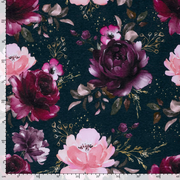 Jogging fabric Roses Navy