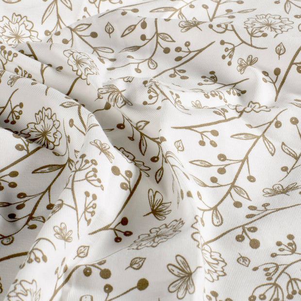 Jersey fabric Flowers Off White