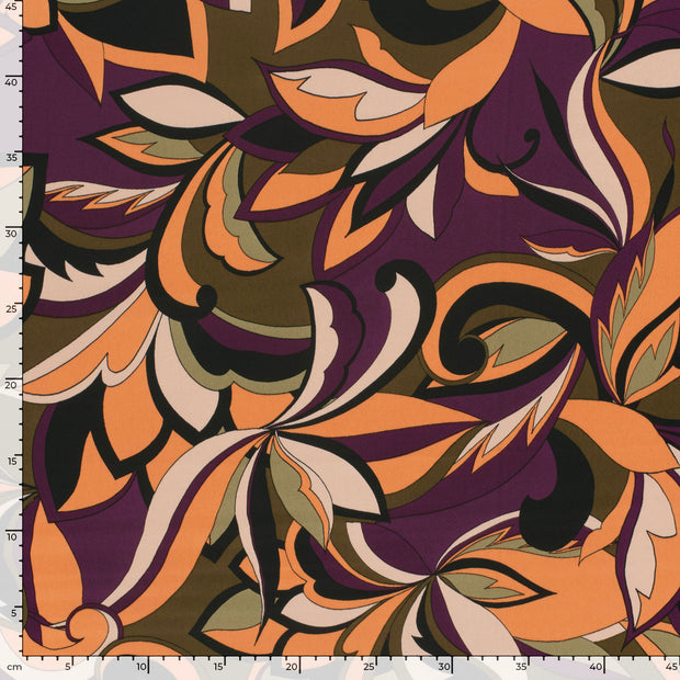Satin Duchesse fabric Abstract Coral