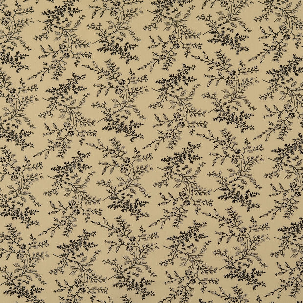 Cotton Poplin fabric Flowers Black
