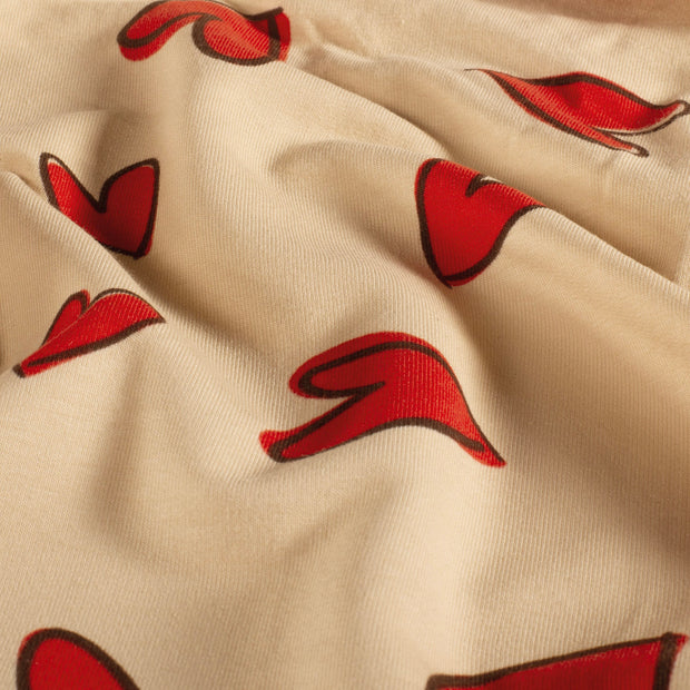 French Terry tissu cœurs Beige