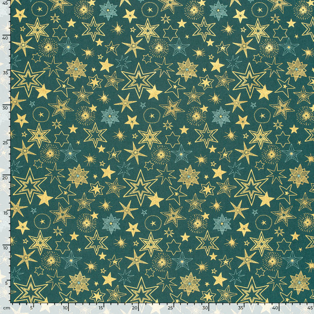 Cotton Poplin fabric Stars Petrol