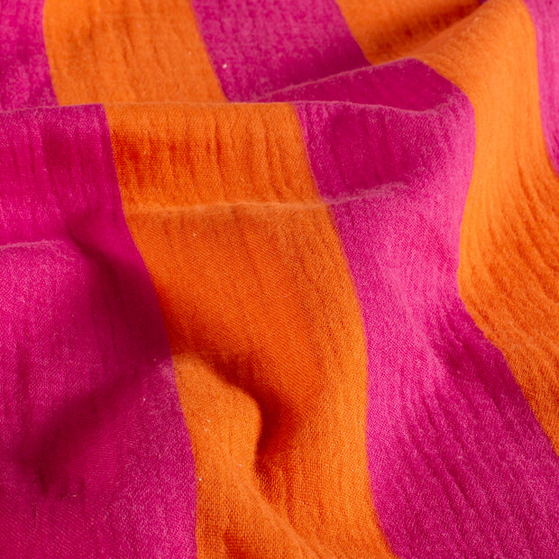Muslin fabric Stripes Orange