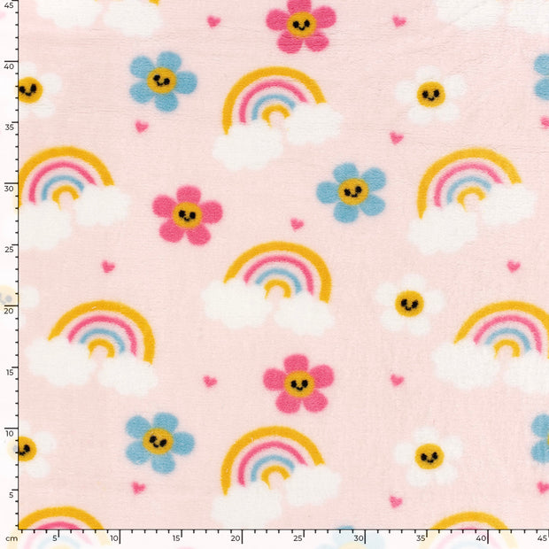 Coral Fleece fabric Rainbow Pink