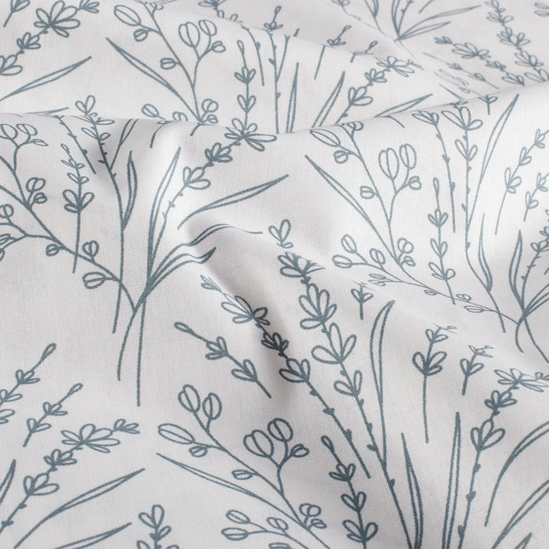 Cotton Poplin fabric Flowers Off White
