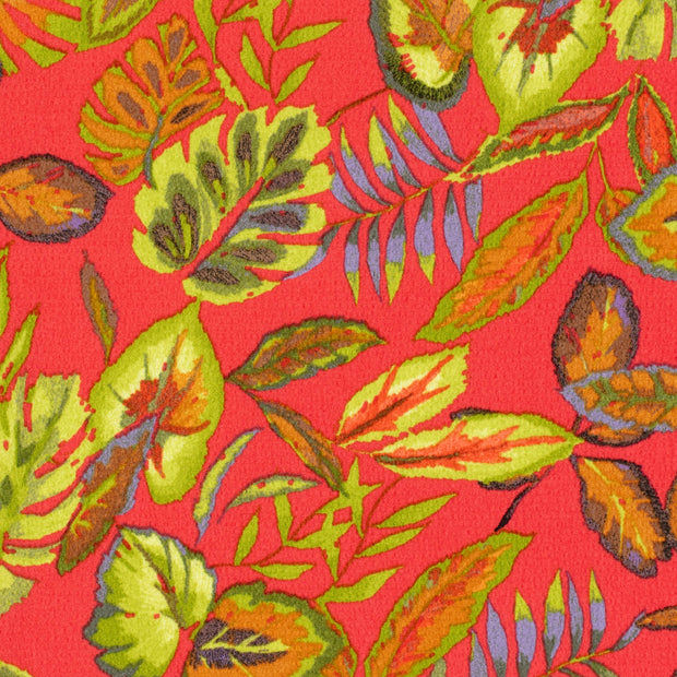 Polyester Bubble fabric Leaves Dark Red