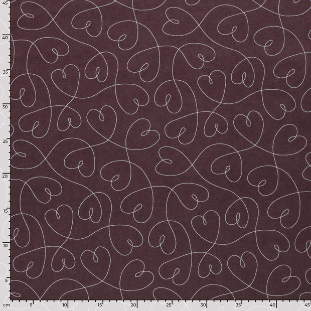 Flannel fabric Hearts Mauve