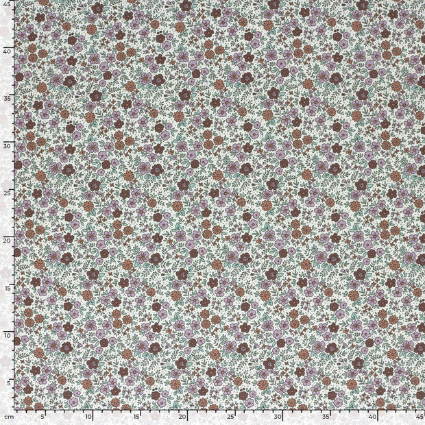 Jersey tissu fleurs Blanc cassé