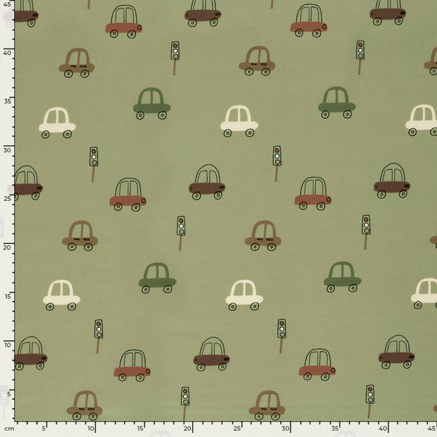 Jersey tissu autos Vert Olive