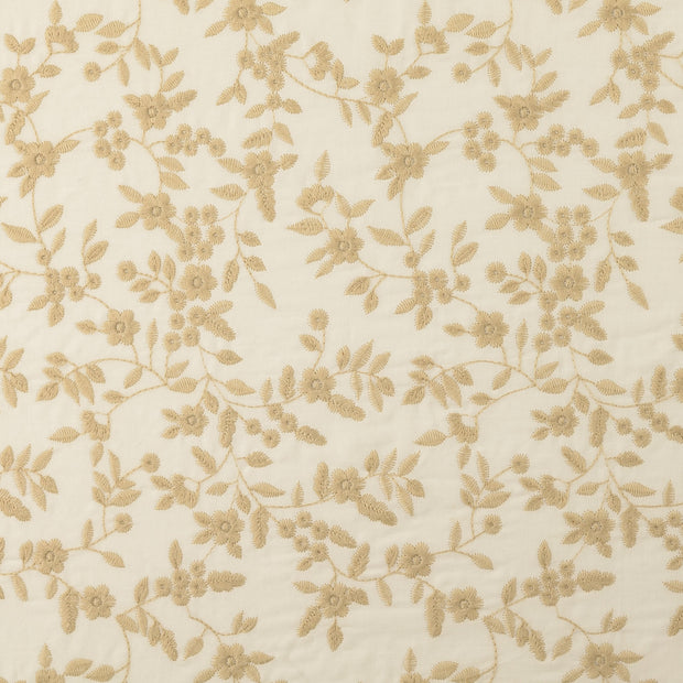 Cotton Poplin fabric Flowers Beige