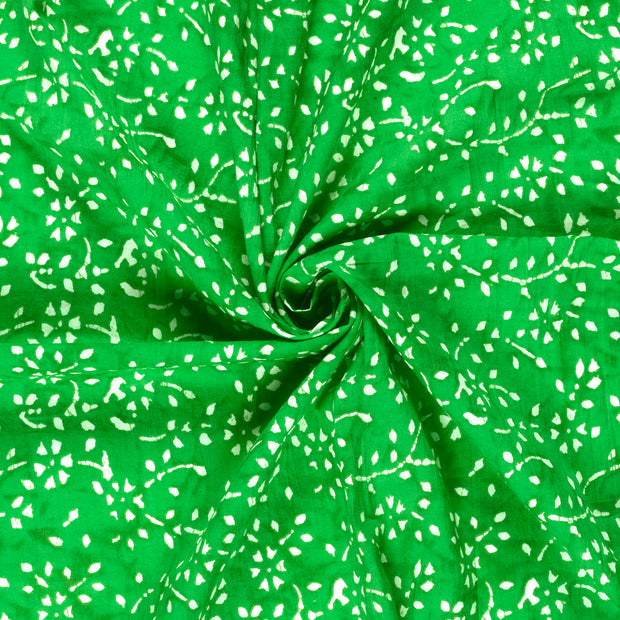 Voile fabric Lime Green printed 