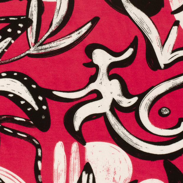 Viscose Vortex Jersey fabric Abstract Dark Red