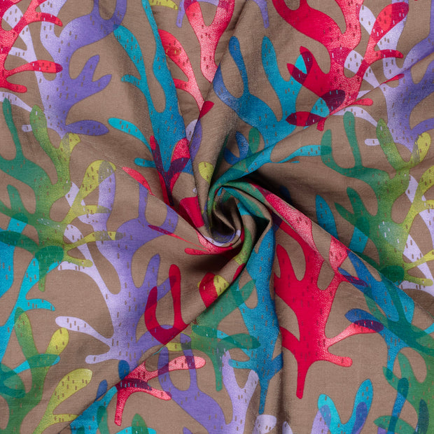 Viscose Nylon Twill fabric Taupe Grey printed 